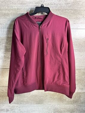 Banana Republic Women's Flyweight Lightweight Bomber Jacket Maroon Burgundy L